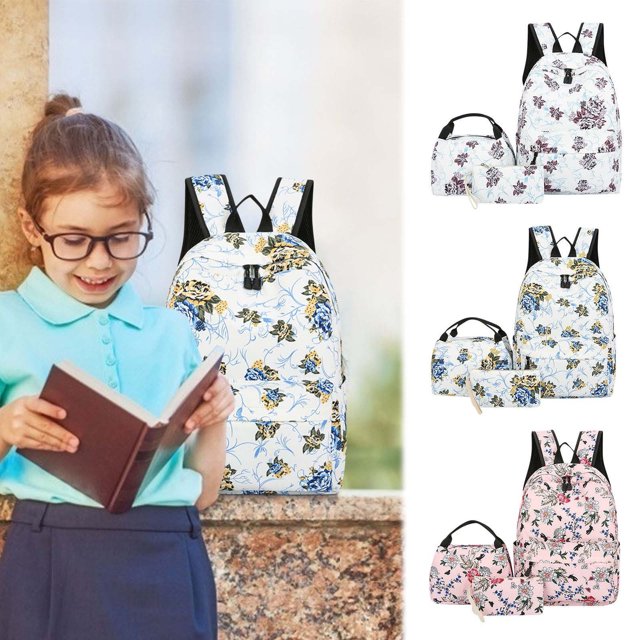 Vaidha Leisure Backpack Three Piece Set Large Capacity Student Backpack Backpack Floral Backpack Girl Backpack Suitable For School Travel And Going Out