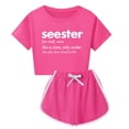 thumbnail image 1 of Hiiyo Big Girls Outfits Tracksuit Letter Print Short Sleeve T Shirt Shorts Set, 1 of 3