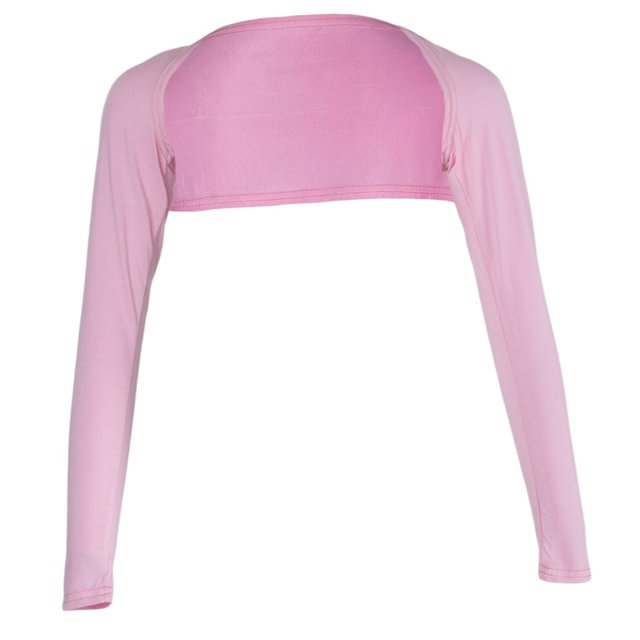 Piece Open Cropped Long Sleeve Elastic Full Arm Cover Shrug Tops Pink