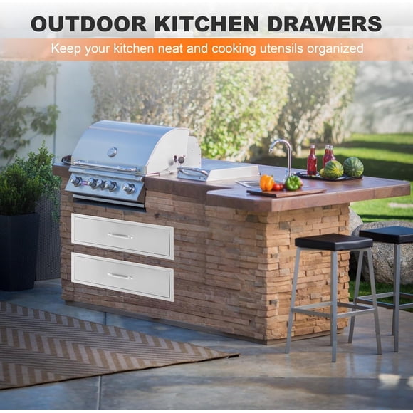 Bingirl Outdoor Kitchen 30 - W Single Stainless Steel Built - in Drawer with Divider, Flush Mount - for Outdoor Kitchen Island, Patio Grill Station