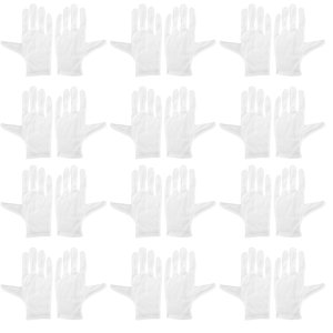 Cotton Gloves, Work Gloves 12 Pairs 22x10x5cm White  For Keeping Hands Dry