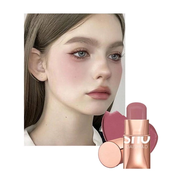 Dual-Purpose Lip And Cheek Blush Stick Matte Silky Texture Portable Rotating Design High Coverage