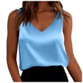 thumbnail image 1 of Women's Satin Loose Fit Sleeveless V - Neck Camisole Blouses - Polyester, Printed, Multiple Sizes, 1 of 6