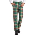 thumbnail image 1 of INSPIRE CHIC Work Pants for Men Plaid Business Formal Prom Checked Trousers 34 Green Red, 1 of 7