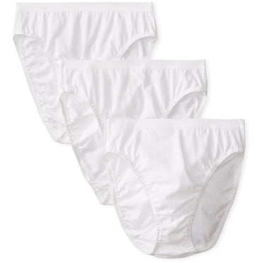 Fruit of the Loom Women`s 3 Pack White Cotton Hi-Cut Brief Panty, 5, White