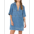 thumbnail image 1 of Womens Summer Collared V Neck Mini Casual Jean Dresses with Pockets L, 1 of 6