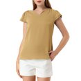 thumbnail image 1 of INSPIRE CHIC Women's Solid V Neck Cap Short Sleeves Work Blouse, 1 of 6