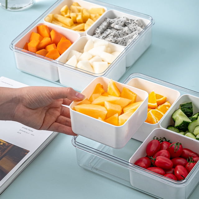 RKSTN Kitchen Utensils Plastic Divided Serving Tray With Lids, Snack Fruit Trayfood Storage Lunch Storage Box, Vegetarian Candy Snack Party Appetizers Tray Kitchen Utensils Set