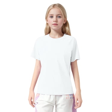 PMVFHDE Tunic Tshirt for Boy Kids T Shirts Basic Athletic Running T Shirts Active Tee Shirts For Boys Or Girls White,8-9 Years