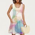 thumbnail image 1 of Ovzne Robes pour Femmes Robe pour Femme Robe Imprimée pour Femme Col Rond Décontractée Jupe Courte Robe avec Poches Grande Taille Robe Maxi Imprimée Liquidation, 1 of 6