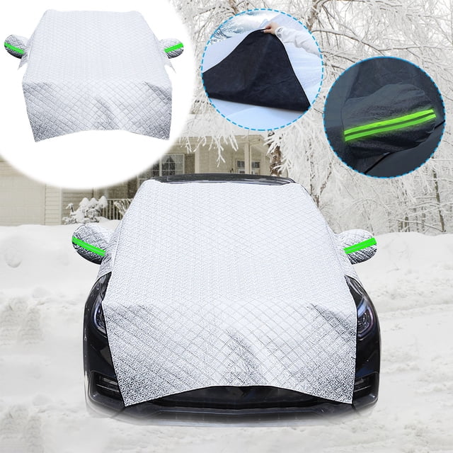 Universal Windshield Cover for Cars SUVs and Trucks | Winter Snow Protection and Summer Sun Shade | All Season Car Windshield Protector with Anti-Theft Straps | Easy to Install and Store