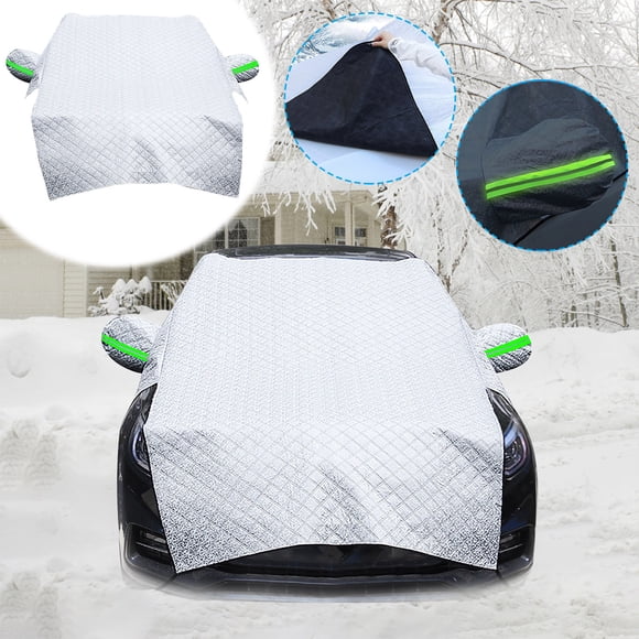 Universal Windshield Cover for Cars SUVs and Trucks | Winter Snow Protection and Summer Sun Shade | All Season Car Windshield Protector with Anti-Theft Straps | Easy to Install and Store
