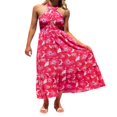 thumbnail image 3 of Robe Maxi d'Été Sans Manches à Encolure Croisée à Carreaux Découpée Dos Nu Fluide Rose TG, 3 of 6