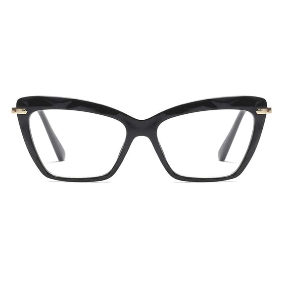 Womens Cat Eye Reading Glasses Fashion Crystal Eyewear Frame (Black, 3.5)