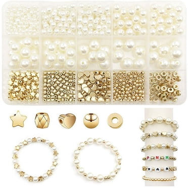 720PCS Spacer Beads Set Assorted DIY Bracelet Pearls Kit Include Pearls  Beads Star Beads Faceted Beads Flat Beads Heart Beads For Jewelry Making