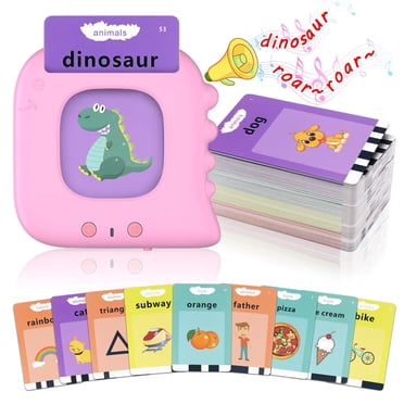 MAGOTAN Cartes Éclair Parlantes Dinosaure Jouets pour Tout-Petits 112 Cartes 224 Côtés Jouets d'Apprentissage pour Garçons Filles Enfants de 1 à 6 Ans Cadeau d'Anniversaire, Rose