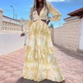 thumbnail image 2 of TJAZFJPA Robes de Vacances Femmes Robe Maxi Longue Vacances Florale Boho Paisley Imprimé Découpé Dames Été Robes Fluides pour Femmes Robes Femmes Été, 2 of 4