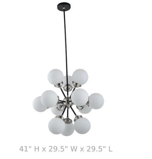 Stylish Black and Chrome Pendant Light with 12 Illuminating Fixtures – Contemporary Lighting for Modern Spaces