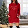 thumbnail image 2 of TJAZFJPA Robe Longue Blanche Automne et Hiver Mode Décontractée Imprimée de Noël Chandail à Capuche à Manches Longues avec Poche Robe Chandail Chandail en Molleton Robes Blanches pour Femmes Fête, 2 of 4