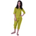 thumbnail image 2 of Moomaya Chemise en Coton Imprimé à Manches 3/4 avec Capri Ensemble de Nuit 2 Pcs Vêtements de Nuit pour Femmes, 2 of 7