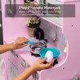 thumbnail image 2 of Best Choice Products Pretend Play Kitchen Wooden Toy Set for Kids with Realistic Design, Telephone, Utensils, Oven, Microwave, Sink - Pink, 2 of 7