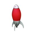 thumbnail image 1 of Benzara BM240954 Kid Table Lamp with Rocket Design Silhouette, Red, 1 of 5