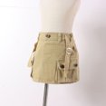 thumbnail image 4 of Girls Solid Color Cargo Skirt Low Waist Short Denim Jean Skirt, 4 of 5