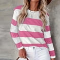 thumbnail image 2 of WEIYLL T-Shirt pour Femmes à Manches Longues à Rayures Col Ras du Cou à Blocs de Couleur Hauts Roses Tailles G, 2 of 5