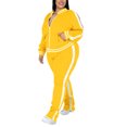 thumbnail image 3 of MAWCLOS Women Plus Size Slim Leg Sweatsuits Running Long Sleeve Jacket+Sweatpants Yellow L, 3 of 5