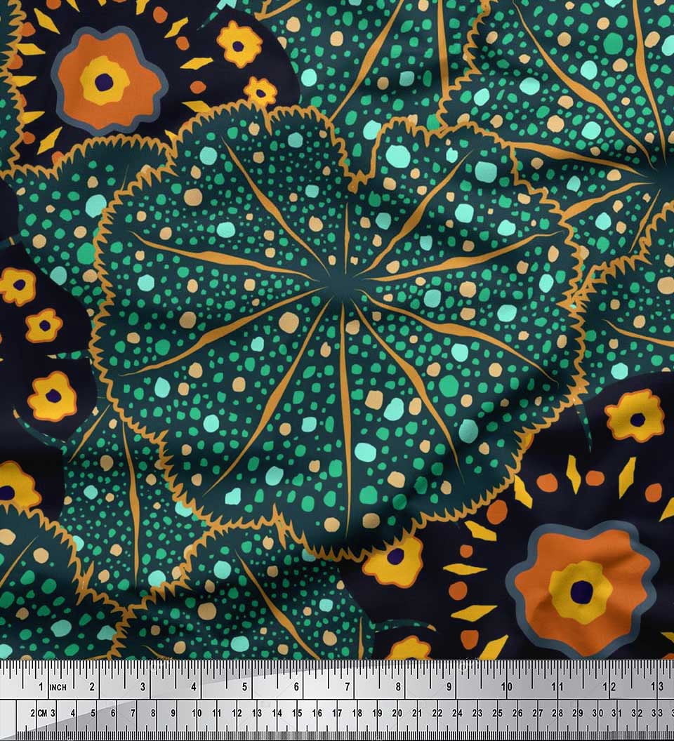 Soimoi Velvet Fabric Mosaic Flower Print Sewing Fabric Yard 58 Inch Wide