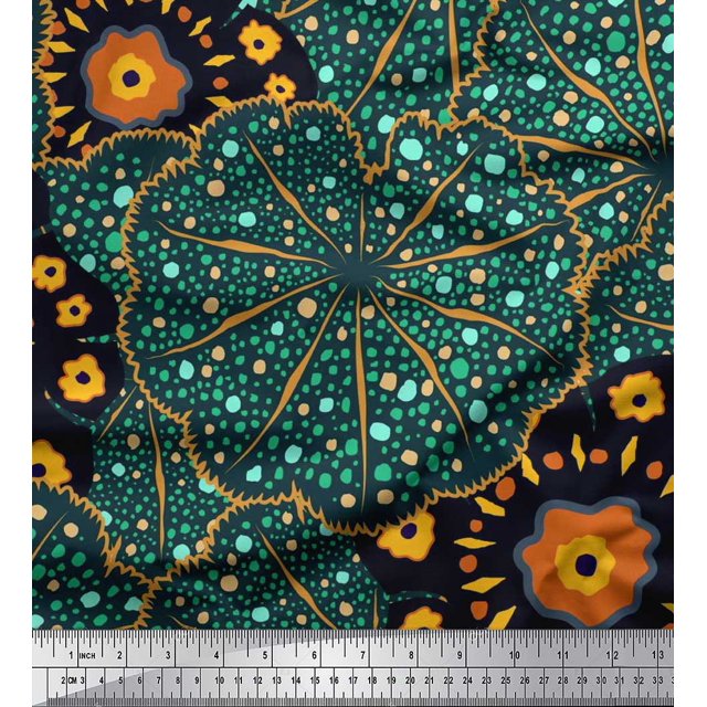 Soimoi Moss Georgette Fabric Mosaic Flower Printed Fabric 1 Yard 42 Inch Wide
