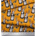 thumbnail image 2 of Soimoi Orange Moss Georgette Fabric Insect,Lavender & Vintage Bottle Print Fabric by Yard 42 Inch Wide, 2 of 3