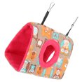 thumbnail image 4 of Pet Supplies, Comfortable Triangular Soft Fabric Bird Hanging Bed Warm Washable  Hammock Rose Red Bottom  For Home S Owl Pattern And Rose Red Bottom, 4 of 8
