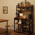 thumbnail image 4 of Bakers Rack with Power Outlet, Coffee Bar with Wire Drawer, Industrial Microwave Stand, Kitchen Buffet Table with Large Storage, 6-Tier Kitchen Storage Rack with Hutch, Rustic, 4 of 9