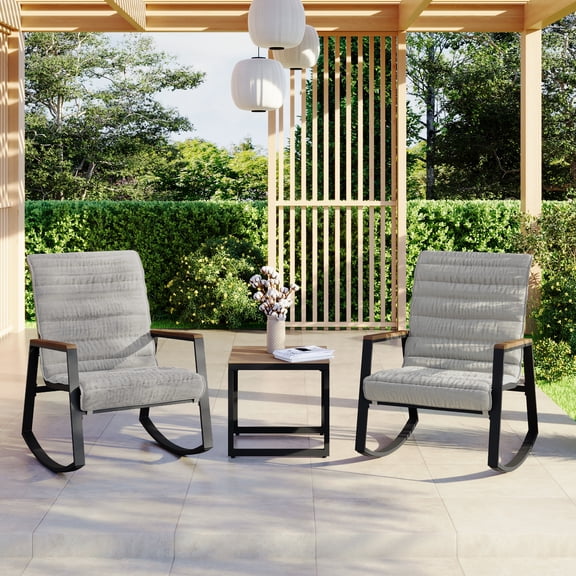 Mainstays 3-Piece Steel Outdoor Rocker Chat Set, Grey