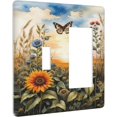 thumbnail image 2 of Outlet Covers Garden Sunflowers Flower Plants Leaves Butterflies Sunrise Sunset 1 Toggle 1 Rocker Combination Decorative Wall Plate Light Switch Cover Plate Electrical Switch Plates for Bedroom Decor, 2 of 8