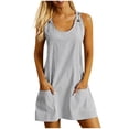 thumbnail image 1 of biudgviw Robe Débardeur pour Femme Sans Manches à Encolure Dégagée à Boutons à Bretelles Robe Tunique Mini à Rayures Robe Courte Décontractée d'Été, 1 of 7