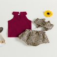 thumbnail image 4 of CNKOO Baby Girls Summer Outfit Leopard Print Heart Sleeveless Rib Knit Tank Tops Bow Ruffles Shorts Headband 3Pcs Clothes Set 6-9 Months, 4 of 8