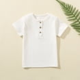 thumbnail image 2 of Penkiiy Haut à Manches Courtes pour Enfants Garçons Filles Mode Confortable Couleur Unie Bouton Col Rond 6 Ans Blanc, 2 of 4