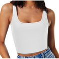 thumbnail image 2 of Timegard Womens Camis Tops Ribbed Square Neck Sleeveless Crop Top Solid Color Casual Going out Tank Top, 2 of 6