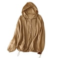 thumbnail image 1 of Timegard Womens Button down Tops Cotton Linen Long Sleeve Hoodies Lightweight Casual Loose Sun Shirts, 1 of 6