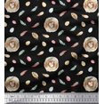 thumbnail image 1 of Soimoi Black Poly Georgette Fabric Nest & Feather Decor Fabric Printed Yard 52 Inch Wide, 1 of 5