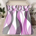 thumbnail image 2 of Erosebridal Chic Geometric Sheet Set Queen, Purple Stripes Bedding Sets Queen Size, Abstract Decor 4 Pieces, 2 of 7