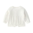 thumbnail image 3 of 2025 Girls Cardigan Solid Color Sweater Long Sleeves Keep Warm Knitted Tops Cardigan White, 3 of 4