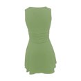 thumbnail image 4 of biudgviw Women's Halter Mini Sundress Square Neck Sleeveless Ruched Waist Ruffle Layered Hem A-Line Dress Club Party Dresses, 4 of 4