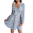 thumbnail image 4 of CEHVOM Robe Plissée en Chiffon Aguichant à Col en V pour Femmes Automne et Hiver, 4 of 7