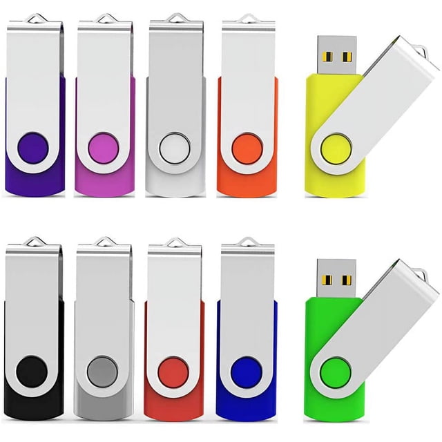 10 Pcs Clé USB 2.0 4 Go, Clé Mémoire Pliable, Rangement, Stylet Pivotant (4G, 10 Pcs, Couleurs Assorties)