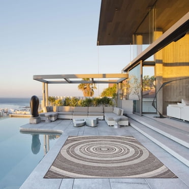ECARPET Tapis d'Extérieur pour Patio, Terrasse, Jardin, Camping, Imperméable, Collection Veranda Modern