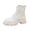 Beige, variante sur LOVZFMLL Bottes pour Femmes Bottes de Combat à la Cheville à Lacets Bout Rond Sangles Ajustables Talon Bas Épais Bottes Classiques d'Automne Hiver