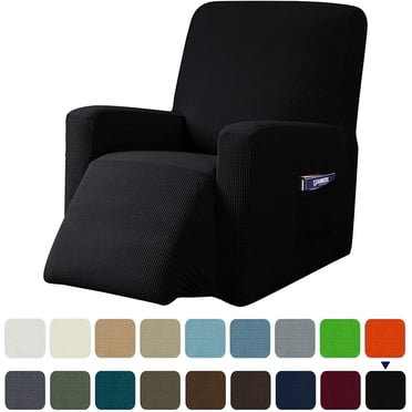 Subrtex Stretch 1-Piece Recliner Chair Cover Textured Grid Slipcover with Pockets